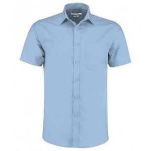 Kustom Kit Mens Short Sleeve Tailored Poplin Shirt / Light Blue